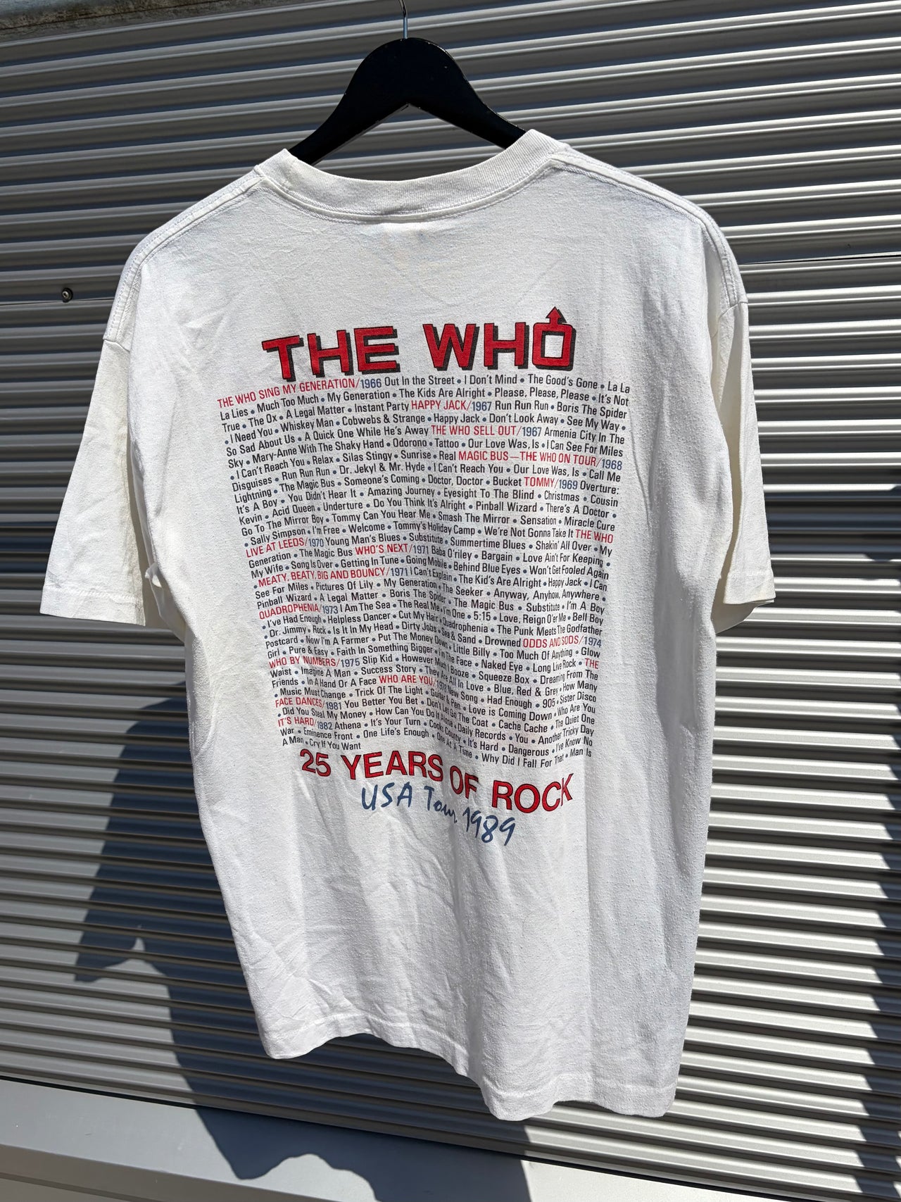 1989 The Who 25th Anniversary The Kids Are Allright USA Tour T-Shirt