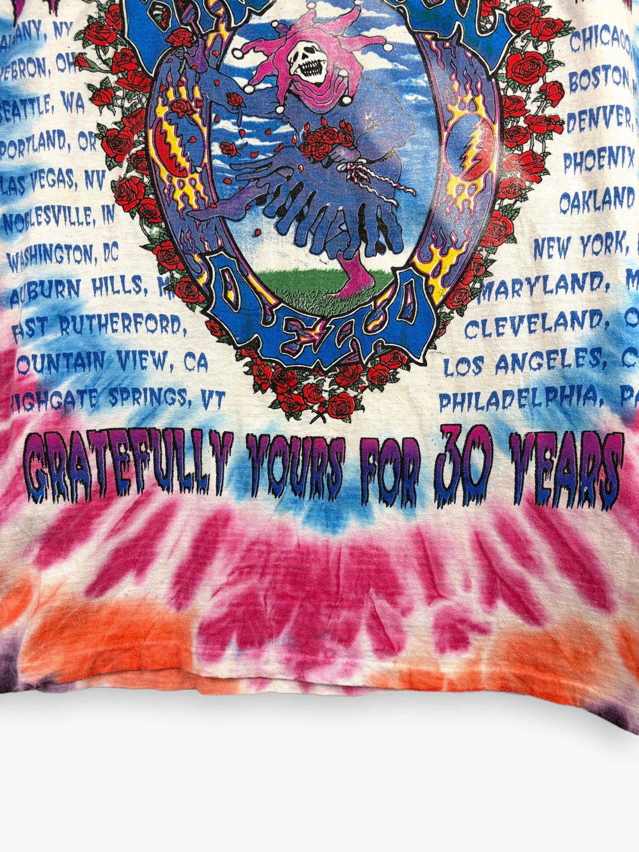 1995 Grateful Dead 30th Anniversary Summer Tour Tie Dye Bootleg T-Shirt