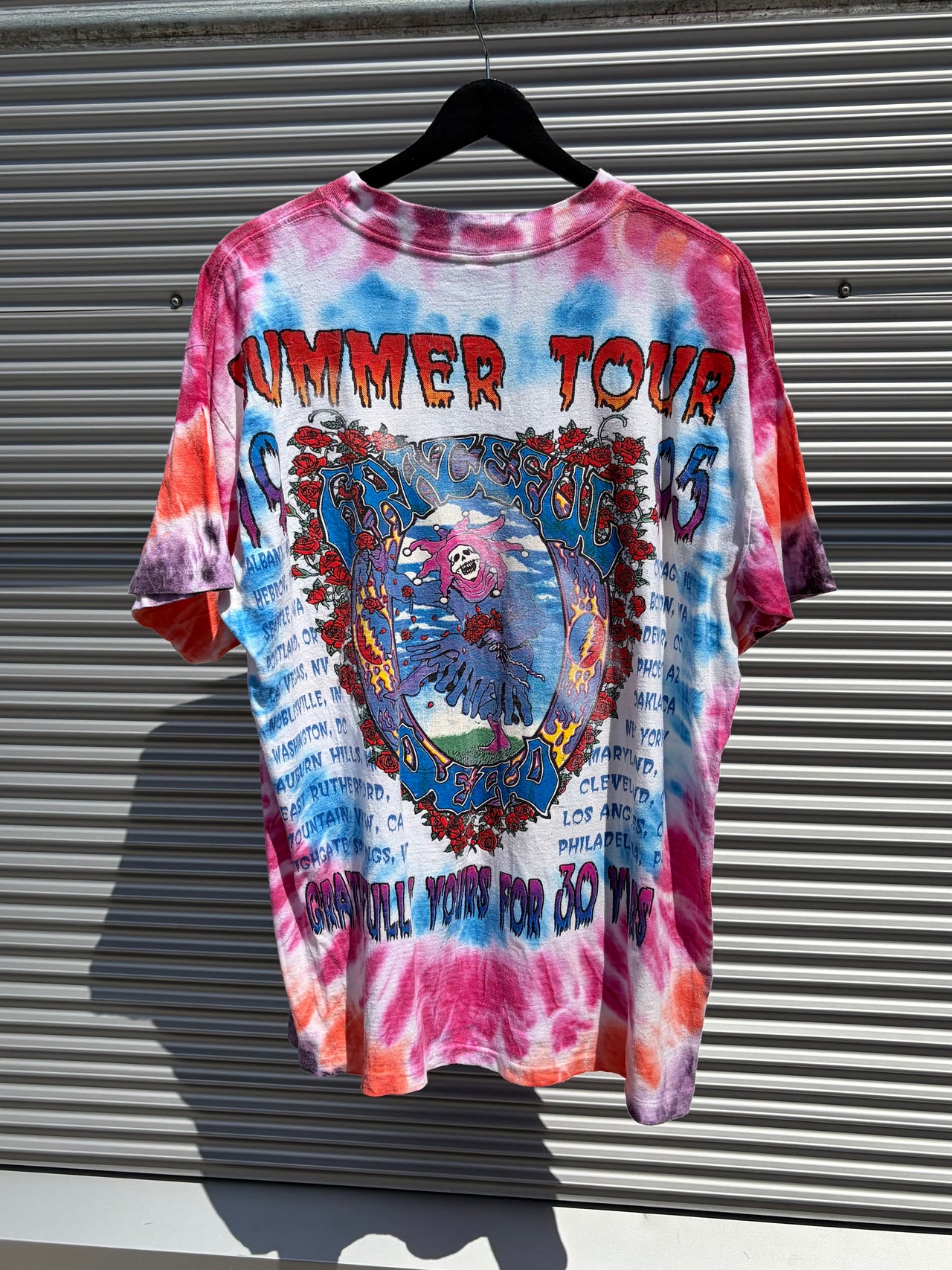 1995 Grateful Dead 30th Anniversary Summer Tour Tie Dye Bootleg T-Shirt