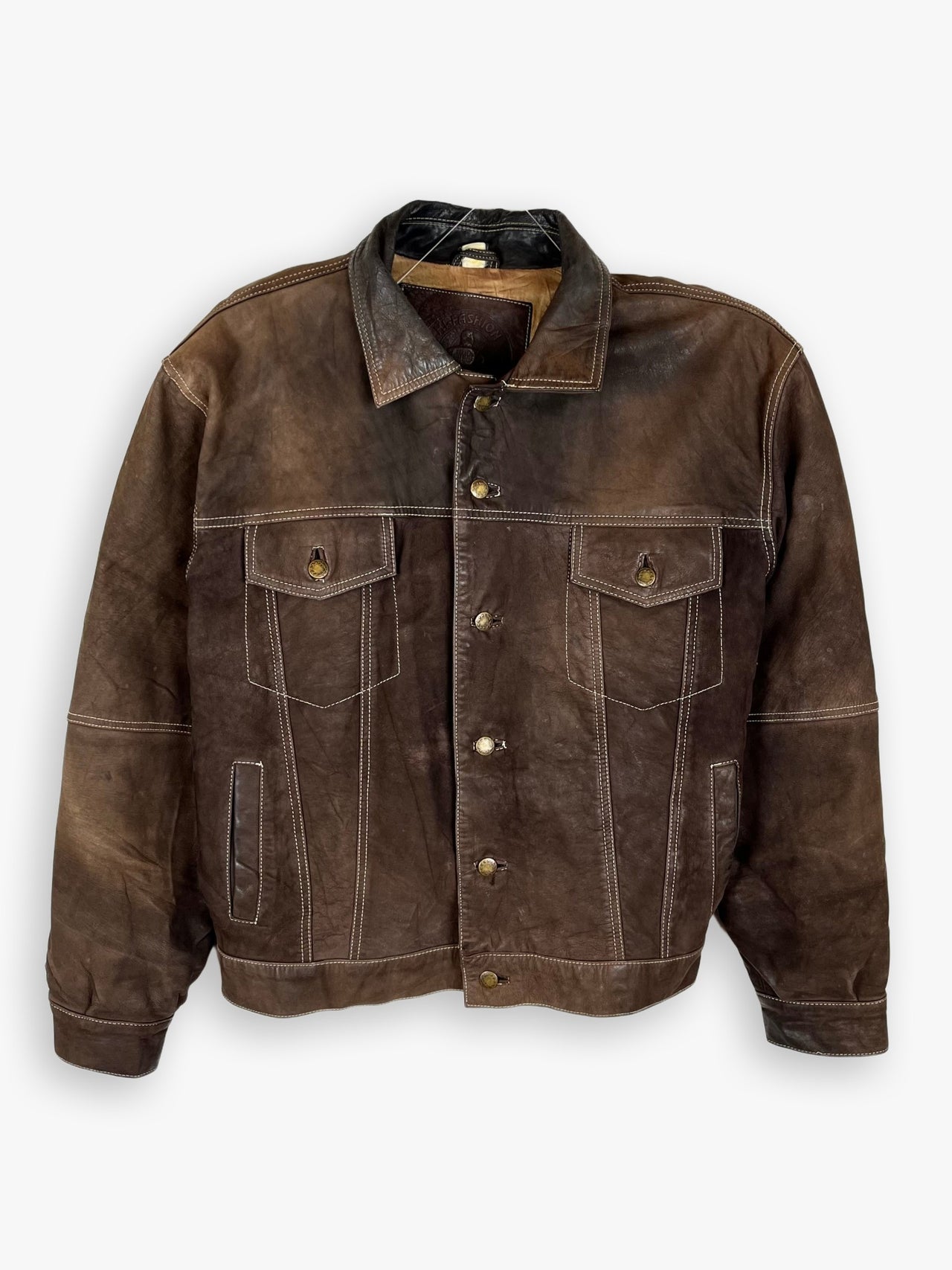 Vintage Leather Trucker Jacket