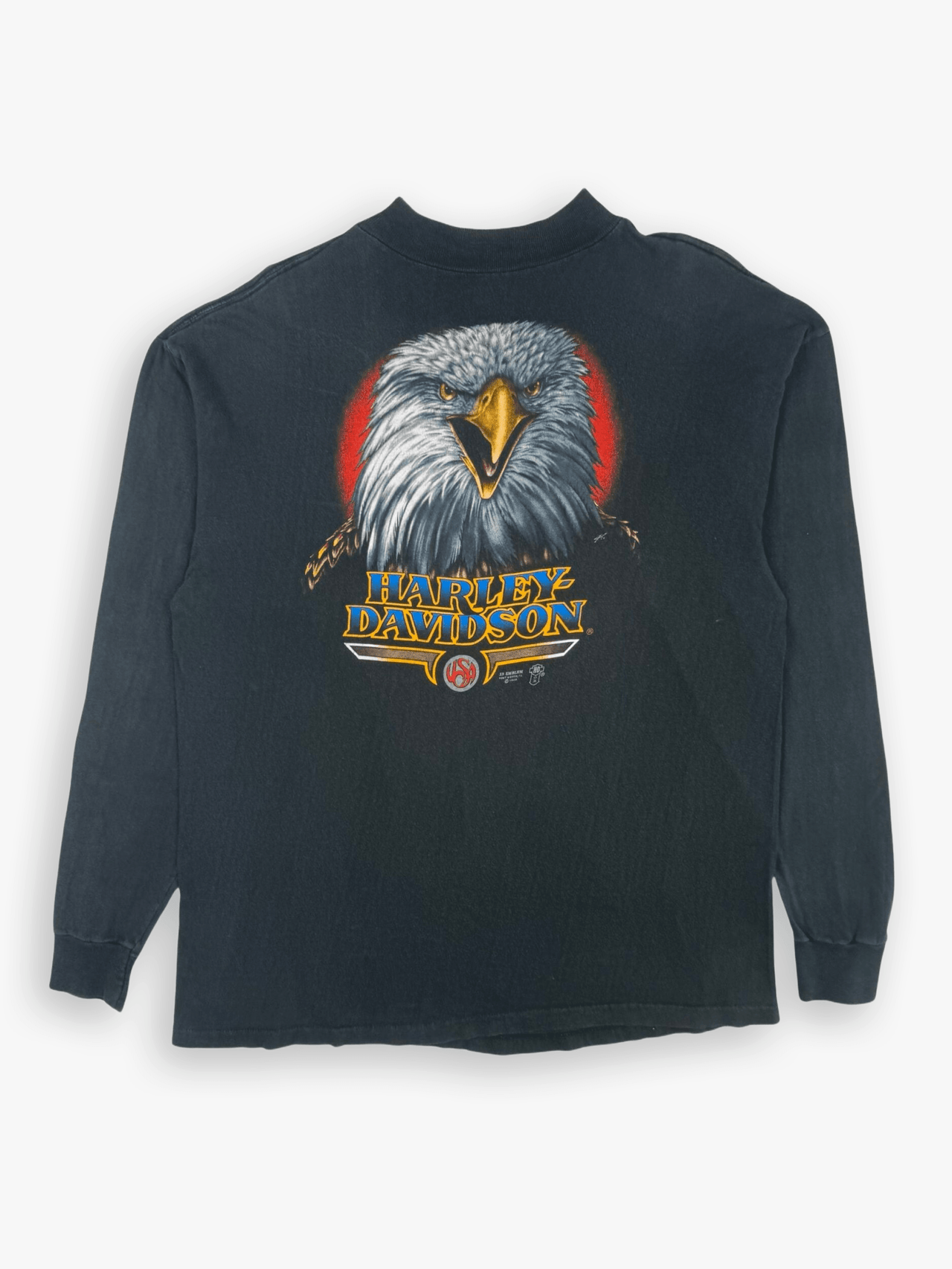 1989 3D Emblem Harley Davidson Eagle Mock Neck Longsleeve Shirt