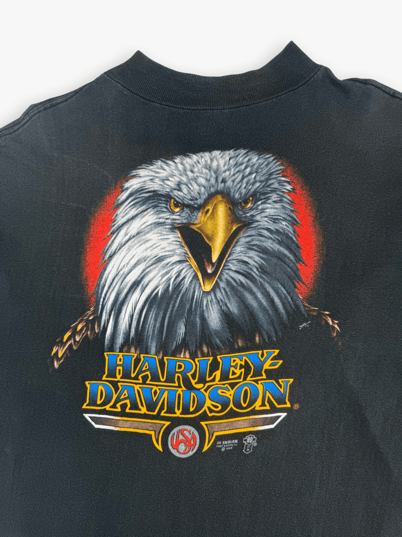 1989 3D Emblem Harley Davidson Eagle Mock Neck Longsleeve Shirt